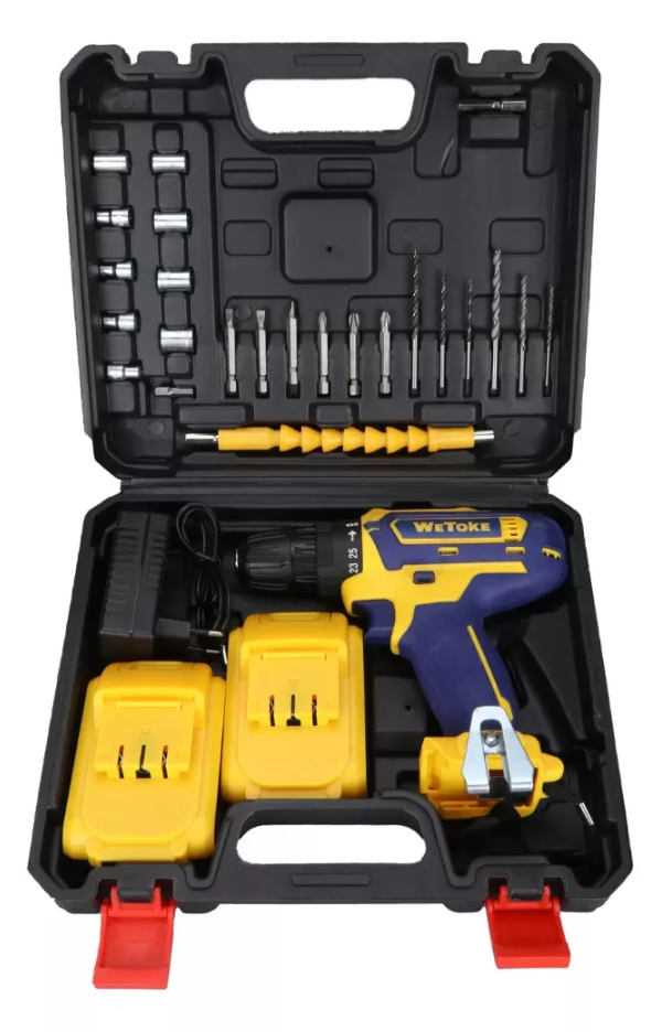 Parafusadeira e Furadeira Impacto Sem Fio 36v Maleta 2 Bateria Amarelo 50 Hz/60 Hz