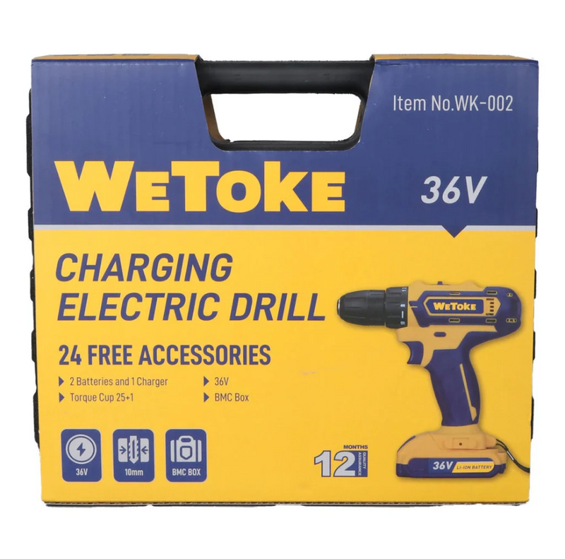 Parafusadeira e Furadeira Impacto Sem Fio 36v Maleta 2 Bateria Amarelo 50 Hz/60 Hz